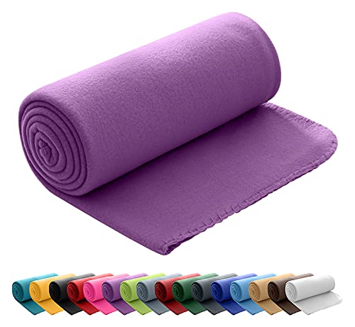 wometo Polar Fleecedecke oekoTex 130x160 ca. 400g mit Anti-Pilling und Kettelrand lila violett von wometo