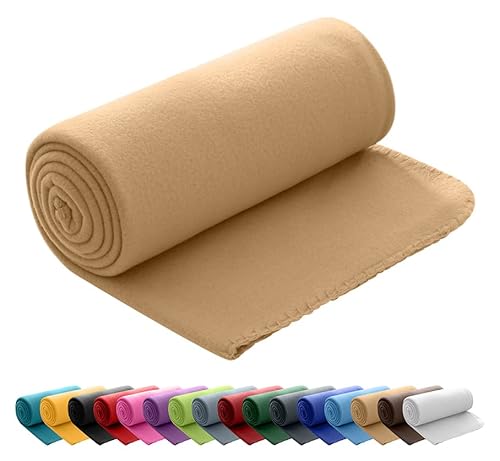 wometo Polar Fleecedecke oekoTex 130x160 ca. 400g mit Anti-Pilling und Kettelrand beige Sand von wometo