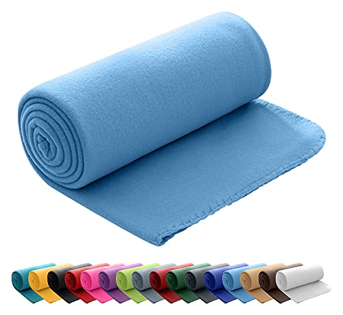 wometo Polar Fleecedecke oekoTex 130x160 ca. 400g mit Anti-Pilling und Kettelrand blau Mittelblau von wometo