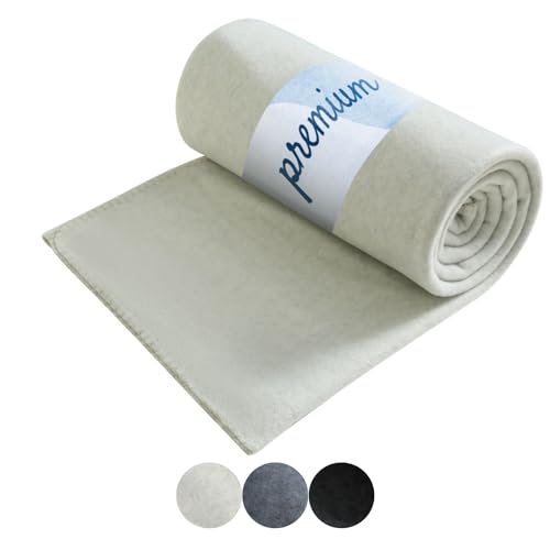 Premium Fleecedecke Melange OekoTex 130x160 cm ca. 550g extra dick - weiß meliert (Bi-Color) mit Anti-Pilling und Qualitäts-Kettelrand weiß 130x160 von wometo