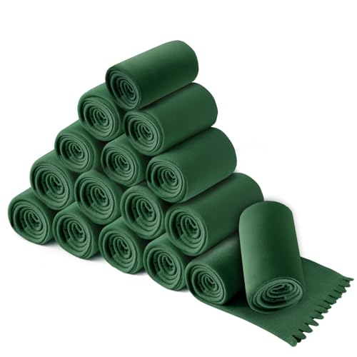 wometo 16er Set Wave Fleecedecken 120x160 cm - Oeko-TEX ca. 300g weiche Fleece Decke mit Wellenrand Anti-Pilling grün von wometo