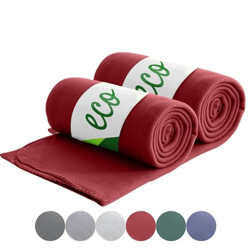 wometo 2er Set Eco Fleecedecken aus 100% recyceltem Material + OekoTex und GRS Zertifiziert 130x160 cm ca. 400 g - dunkelrot mit Anti-Pilling und Kettelrand wometo 2er Set Eco Fleecedecken aus 100% recyceltem Material + OekoTex und GRS Zertifiziert 130x160 cm ca. 400 g - dunkelrot mit Anti-Pilling und Kettelrand von wometo