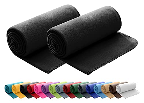 wometo 2er Set Polar Fleecedecke oekoTex 130x160 ca. 400g mit Anti-Pilling und Kettelrand schwarz von wometo
