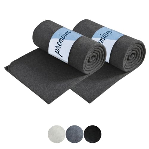 wometo 2er Set Premium Fleecedecke Melange OekoTex 130x160 cm ca. 550g extra dick - dunkelgrau Melange (Bi-Color) mit Anti-Pilling und Qualitäts-Kettelrand von wometo