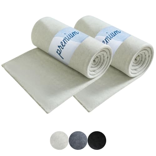 wometo 2er Set Premium Fleecedecke Melange OekoTex 130x160 cm ca. 550g extra dick - weiß meliert (Bi-Color) mit Anti-Pilling und Qualitäts-Kettelrand weiß von wometo