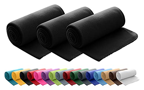 wometo 3er Set Polar Fleecedecke oekoTex 130x160 ca. 400g mit Anti-Pilling und Kettelrand schwarz von wometo