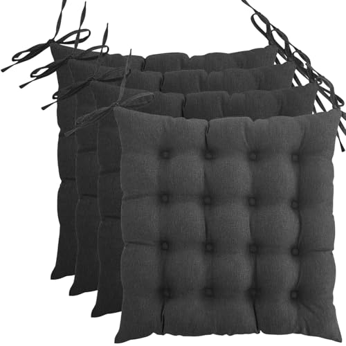 wometo 4er Set Sitzkissen Stuhl oekoTex 40x40 - dunkelgrau Sitzauflage Auflage Polster Stuhlkissen Sitzpolster mit Bändern wometo 4er Set Sitzkissen Stuhl oekoTex 40x40 - dunkelgrau Sitzauflage Auflage Polster Stuhlkissen Sitzpolster mit Bändern von wometo