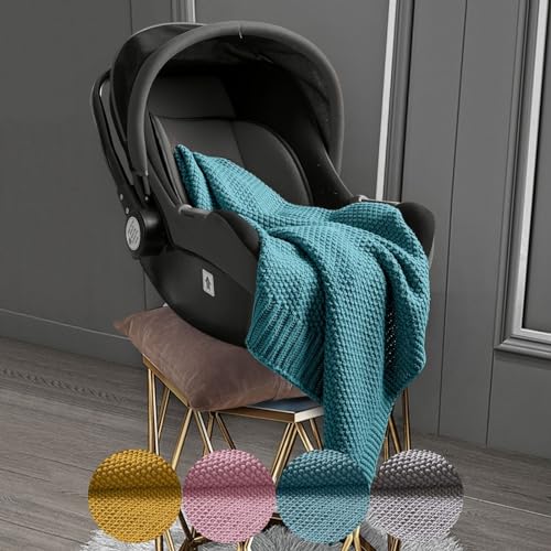 wometo Babydecke Strickdecke oekoTex Wolle-Look - türkis 70x100 für Jungen und Mädchen von wometo