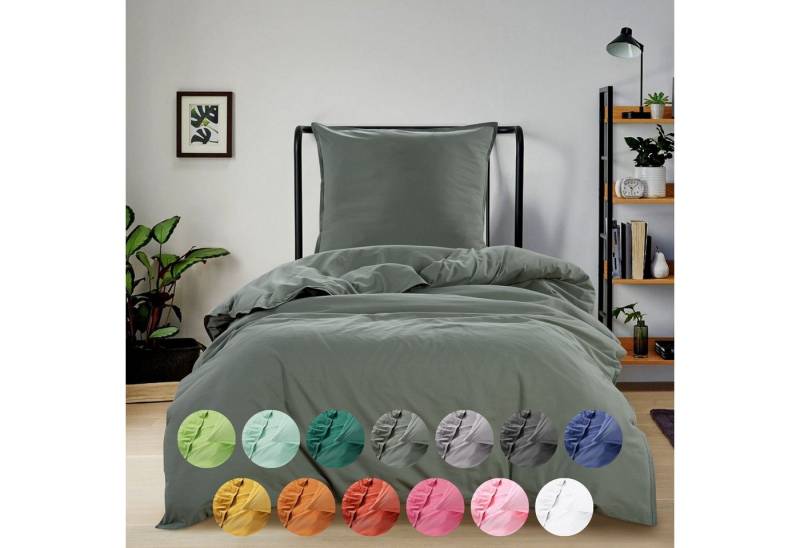 wometo Bettwäsche Baumwolle Stone Washed, 2 teilig, OEKO-TEX®, 100% Baumwolle, Bettwäsche im Knitterlook mit Stehsaum von wometo