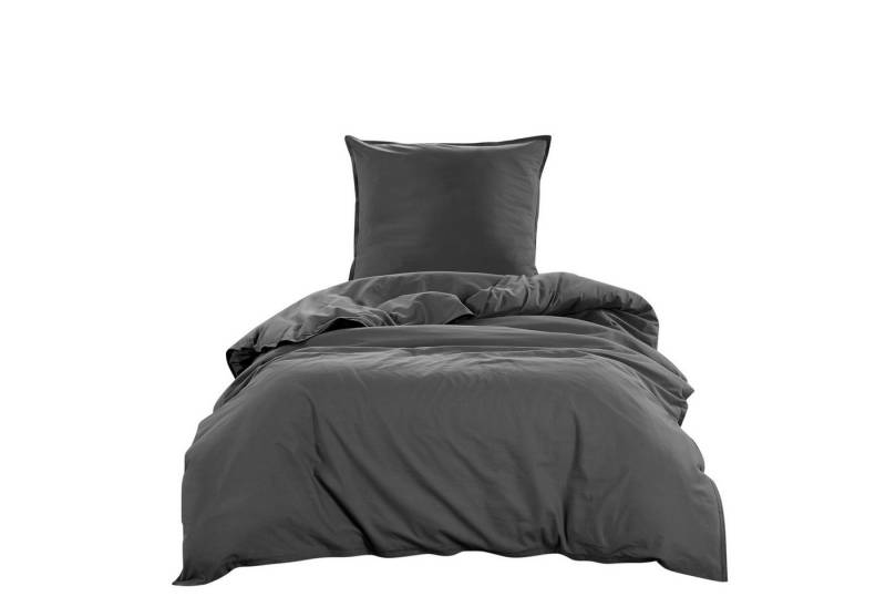 wometo Bettwäsche Stone Washed in Gr. 135x200, 155x220, Renforcé, OEKO-TEX®, 100% Baumwolle, Bettwäsche im Knitterlook mit Stehsaum von wometo