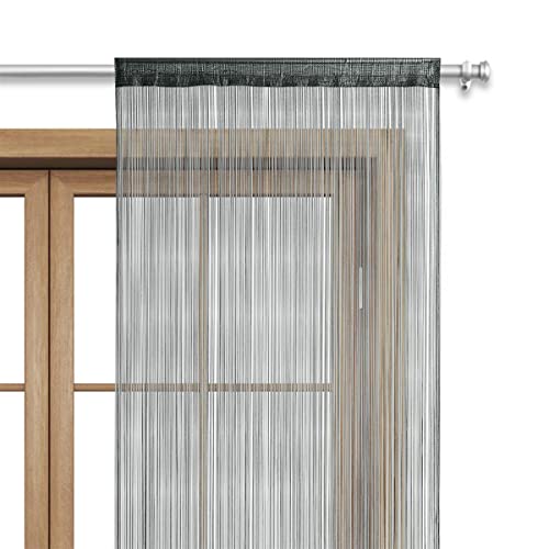 wometo Fadenvorhang Türvorhang Fäden 90x245 cm dunkelgrau - Stangendurchzug oekoTex kürzbar waschbar Uni einfarbig in vielen bunten Farben von wometo