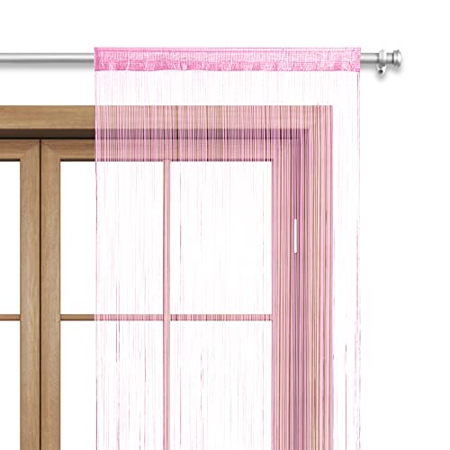 wometo Fadenvorhang Türvorhang Fäden 90x245 cm hellrose rosé - Stangendurchzug oekoTex kürzbar waschbar Uni einfarbig in vielen bunten Farben von wometo