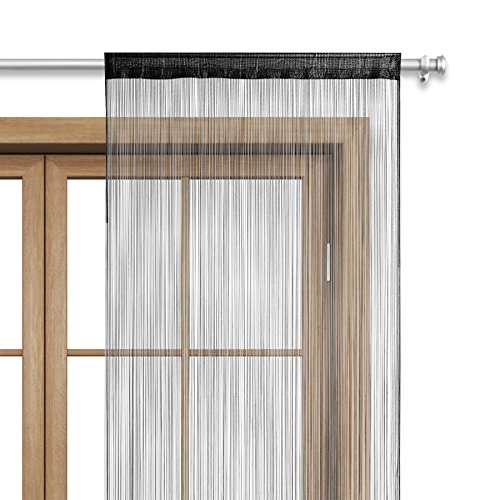 wometo Fadenvorhang Türvorhang Fäden 90x245 cm schwarz - Stangendurchzug oekoTex kürzbar waschbar Uni einfarbig in vielen bunten Farben wometo Fadenvorhang Türvorhang Fäden 90x245 cm schwarz - Stangendurchzug oekoTex kürzbar waschbar Uni einfarbig in vielen bunten Farben von wometo