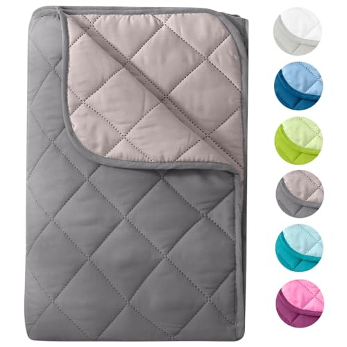 wometo Microfaser Sommer Steppbett Wende-Design 200x200 OekoTex - grau und hellgrau Kochfest 95° Sommerbettdecke für Camping und heiße Tage - ohne Bezug verwendbar - als Tagesdecke verwendbar von wometo