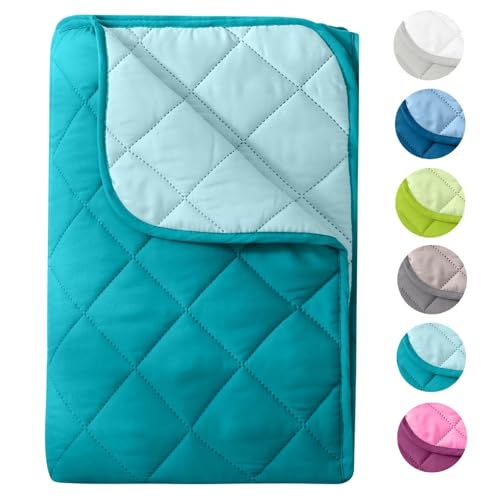 wometo Microfaser Sommer Steppbett Wende-Design 200x200 OekoTex - türkis Kochfest 95° Sommerbettdecke für Camping und heiße Tage - ohne Bezug verwendbar - als Tagesdecke verwendbar von wometo