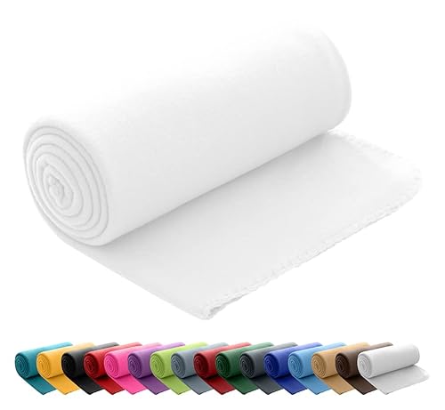 wometo Polar Fleecedecke oekoTex 130x160 ca. 400g mit Anti-Pilling und Kettelrand weiß von wometo