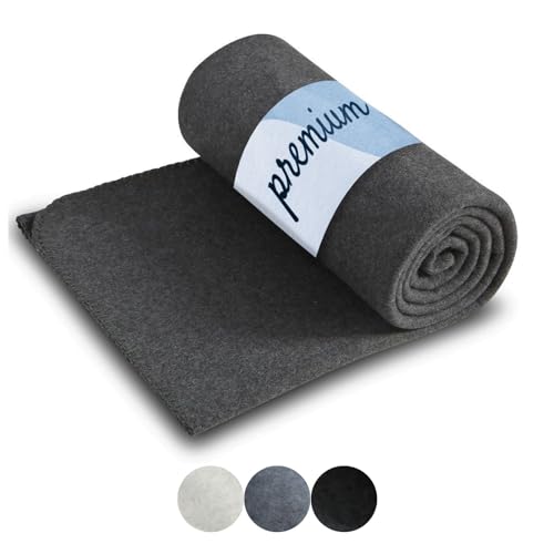 wometo Premium Fleecedecke Melange OekoTex 130x160 cm ca. 550g extra dick - dunkelgrau Melange (Bi-Color) mit Anti-Pilling und Qualitäts-Kettelrand von wometo