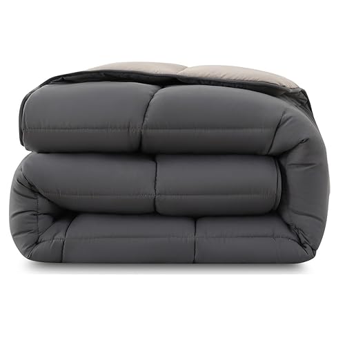 wometo Steppbett Bettdecke Wende-Design ca. 155x220 cm - grau & hellgrau - buntes Ganzjahres Steppbett (Sommer und Winter) I farbig und ohne extra Bezug verwendbar I Oeko-TEX geprüft von wometo