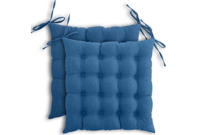 wometo Stuhlkissen Prime 40x40 2er Set, OEKO-TEX®, Sitzkissen mit Steppung & Bändern von wometo