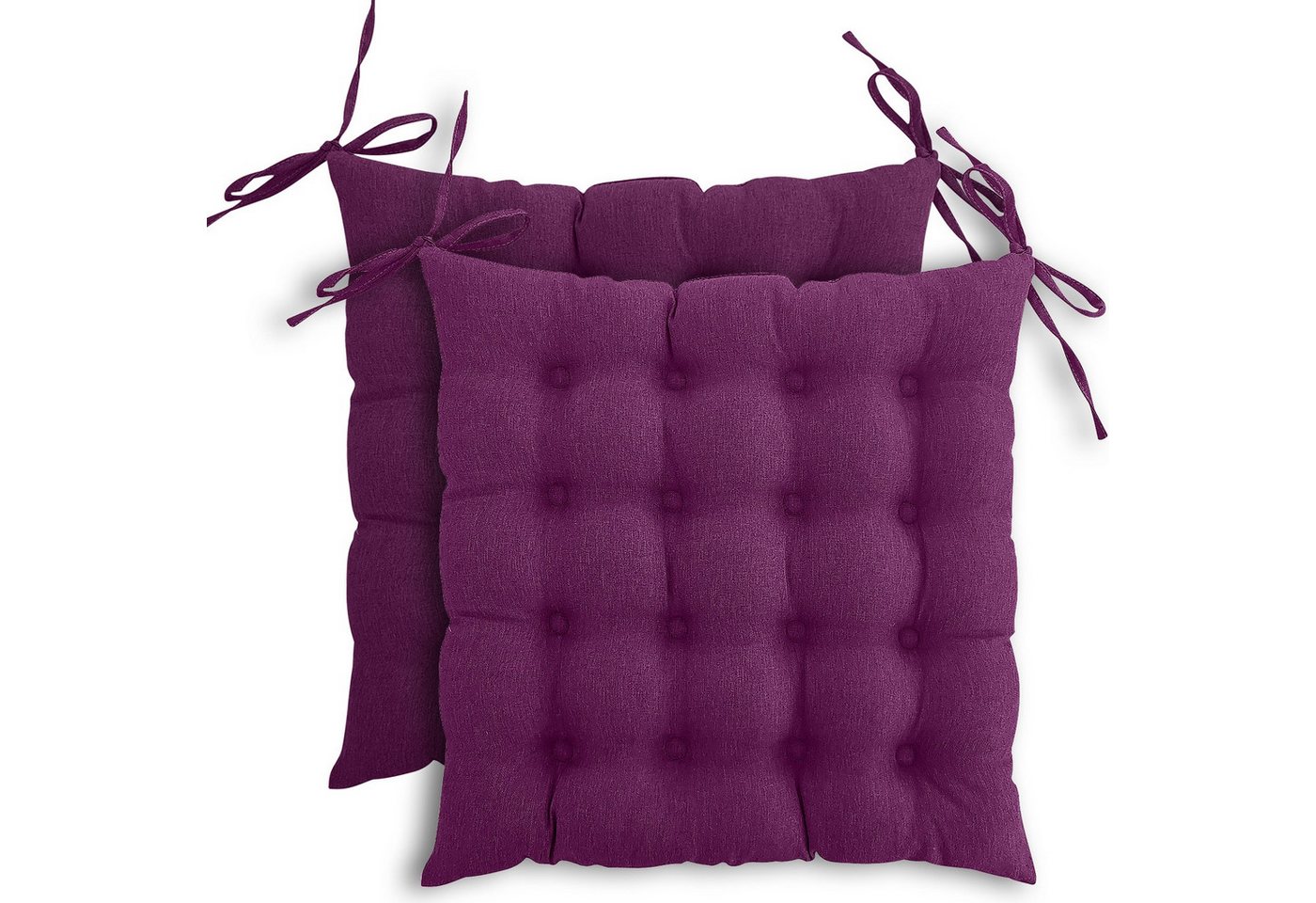 wometo Stuhlkissen Prime 40x40 2er Set, OEKO-TEX®, Sitzkissen mit Steppung & Bändern von wometo
