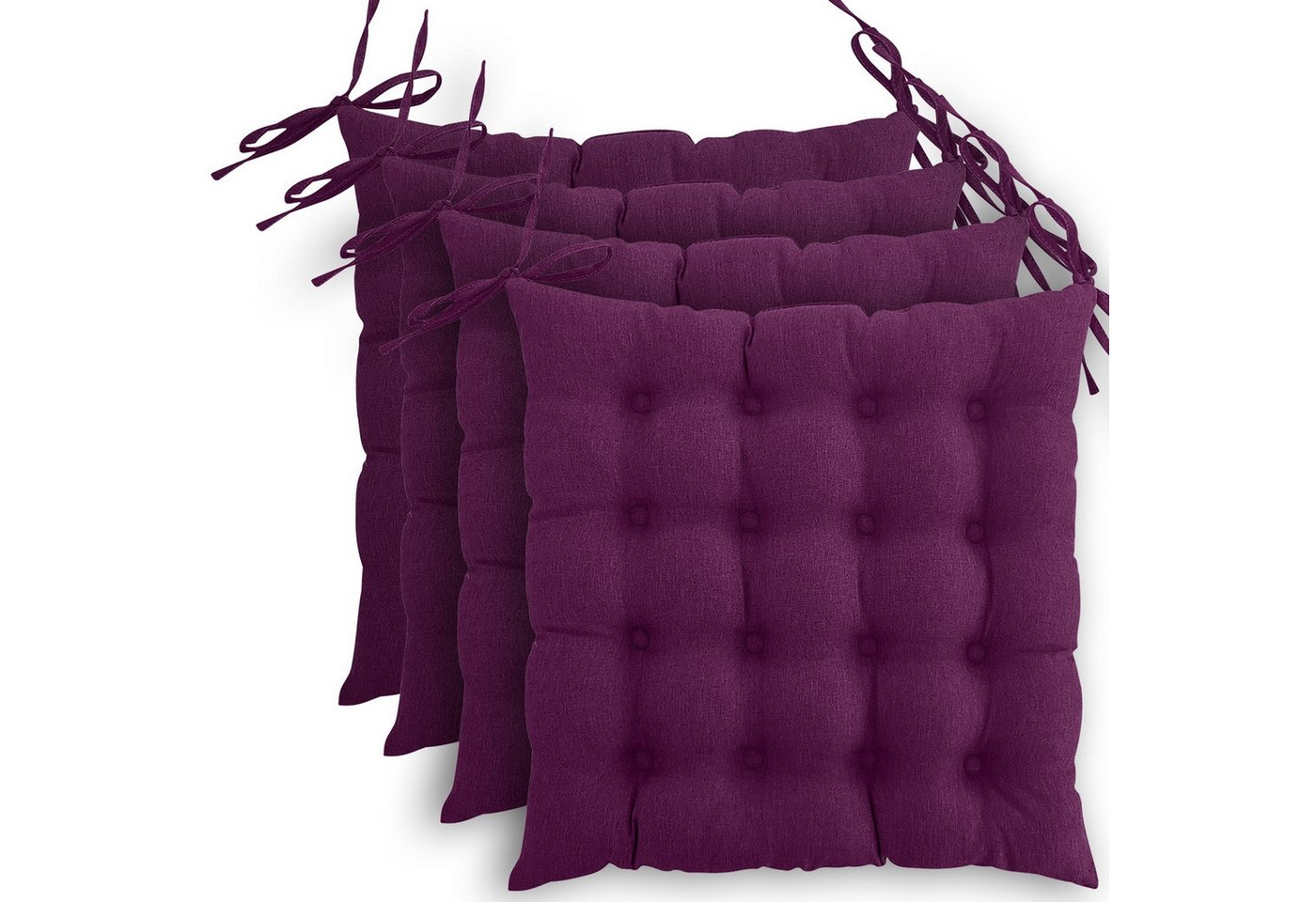 wometo Stuhlkissen Prime 40x40 4er Set, OEKO-TEX®, Sitzkissen mit Steppung & Bändern von wometo