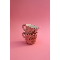 Set Mit 2 Tassen Rosa Blumen von wonderthingstudio