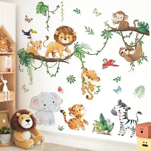 wondever Wandtattoo Dschungel Tiere Baum Zweig Wandaufkleber Kinder Tiere Löwe Elefant Zebra Wandsticker Wanddeko für Kinderzimmer Junge Babyzimmer wondever Wandtattoo Dschungel Tiere Baum Zweig Wandaufkleber Kinder Tiere Löwe Elefant Zebra Wandsticker Wanddeko für Kinderzimmer Junge Babyzimmer von wondever
