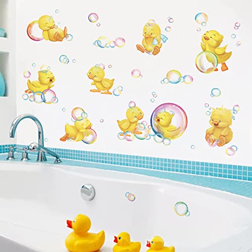 wondever Wandtattoo Enten Gelbe Wandaufkleber Regenbogen Seifenblasen Wandsticker Wanddeko für Badezimmer Kinderzimmer Babyzimmer von wondever