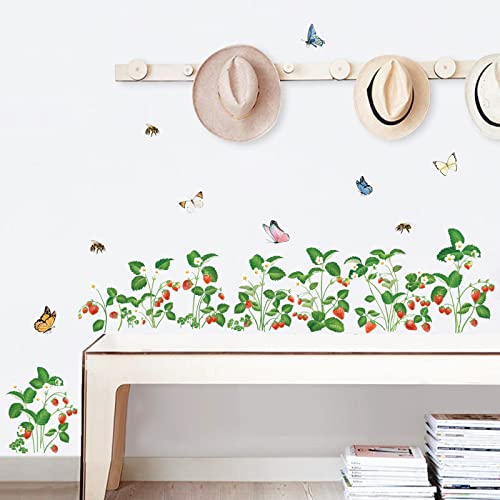 wondever Wandtattoo Gras Wiese Wandaufkleber Blumenwiese Schmetterlinge Bordüre Wandsticker Wanddeko für Wohnzimmer Schlafzimmer Babyzimmer von wondever