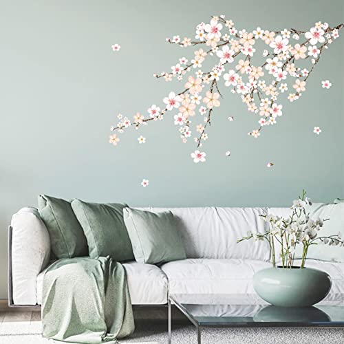 wondever Wandtattoo Kirschblüte AST Wandaufkleber Weiß Blumen Wandsticker Wanddeko für Wohnzimmer Schlafzimmer Sofa Hintergrund von wondever