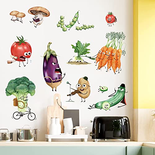 wondever Wandtattoo Küche Cartoon Gemüse Wandaufkleber Lebensmittel Tomate Brokkoli Wandsticker Wanddeko für Küche Esszimmer Kühlschrank Schrank von wondever