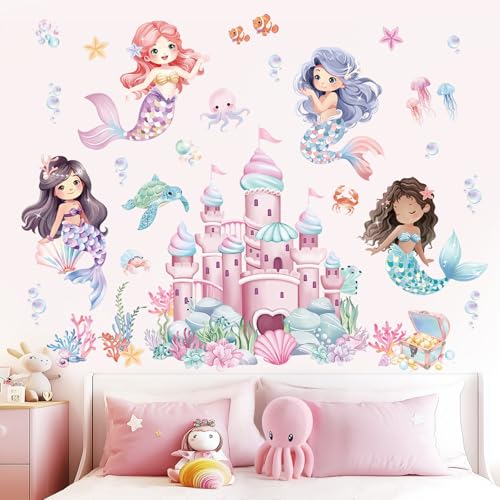 wondever Wandtattoo Meerjungfrau Mädchen Wandaufkleber Unter dem Meer Schloss Fisch Seetang Wandsticker Wanddeko für Babyzimmer Schlafzimmer Badezimmer wondever Wandtattoo Meerjungfrau Mädchen Wandaufkleber Unter dem Meer Schloss Fisch Seetang Wandsticker Wanddeko für Babyzimmer Schlafzimmer Badezimmer von wondever