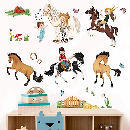 wondever Wandtattoo Pferde Kinderzimmer Wandaufkleber Bauernhoftiere Wildpferde Wandsticker Wanddeko für Spielzimmer Schlafzimmer von wondever