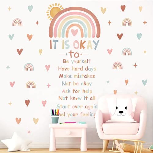 wondever Wandtattoo Regenbogen Boho Wandaufkleber Zitate Inspirierende Wandsticker Wanddeko für Klassenzimmer Schlafzimmer Lesen von wondever