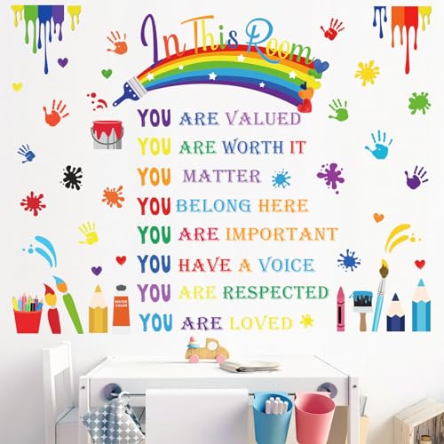 wondever Wandtattoo Regenbogen Kinder Wandaufkleber Sprüche und Zitate Inspirierende Handabdruck Wandsticker Wanddeko für Klassenzimmer Lesen Ecke wondever Wandtattoo Regenbogen Kinder Wandaufkleber Sprüche und Zitate Inspirierende Handabdruck Wandsticker Wanddeko für Klassenzimmer Lesen Ecke von wondever