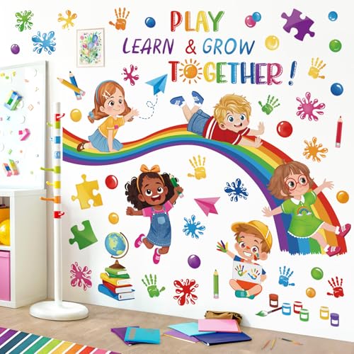 wondever Wandtattoo Regenbogen Kinder Wandaufkleber Zitate Inspirierende Handabdruck Wandsticker Wanddeko für Klassenzimmer Spielzimmer Kinderzimmer wondever Wandtattoo Regenbogen Kinder Wandaufkleber Zitate Inspirierende Handabdruck Wandsticker Wanddeko für Klassenzimmer Spielzimmer Kinderzimmer von wondever