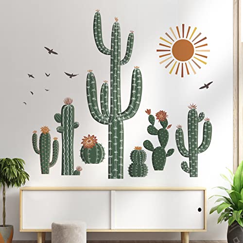 wondever Wandtattoo Tropische Pflanzen Kaktus Wandaufkleber Grüne Pflanzen Boho Wandsticker Wanddeko für Wohnzimmer Schlafzimmer Esszimmer von wondever