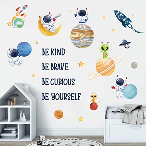 wondever Wandtattoo Weltraum Kinder Wandaufkleber Planeten Astronaut Sprüche und Zitate Wandsticker Wanddeko für Kinderzimmer Babyzimmer Jungenzimmer von wondever