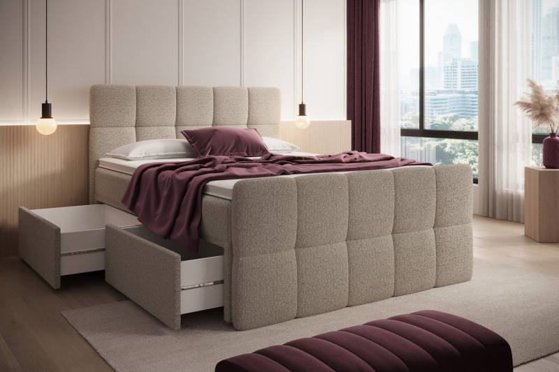 wonello Boxbett Madison 5, mit Schubladen (4x), Taschenfederkern-Matratzen und premium Topper von wonello