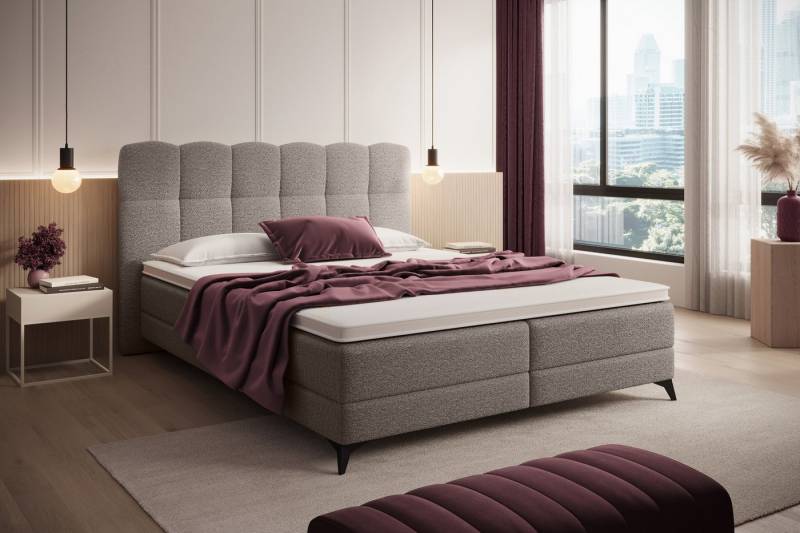 wonello Boxbett Madison 6, mit Matratzen (Taschenfederkern) und wonello premium HR-Topper, Boucle von wonello
