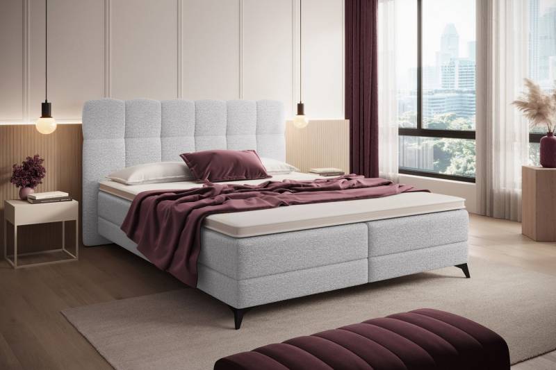 wonello Boxbett Madison 6, mit Matratzen (Taschenfederkern) und wonello premium HR-Topper, Boucle von wonello