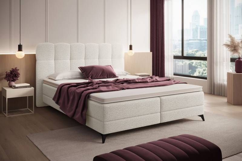 wonello Boxbett Madison 6, mit Matratzen (Taschenfederkern) und wonello premium HR-Topper, Boucle von wonello