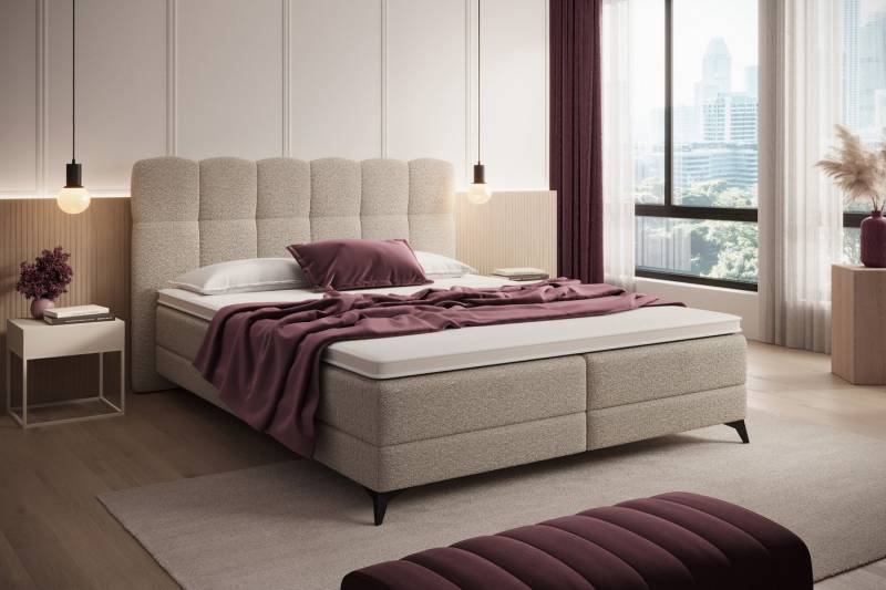 wonello Boxbett Madison 6, mit Matratzen (Taschenfederkern) und wonello premium HR-Topper, Boucle von wonello
