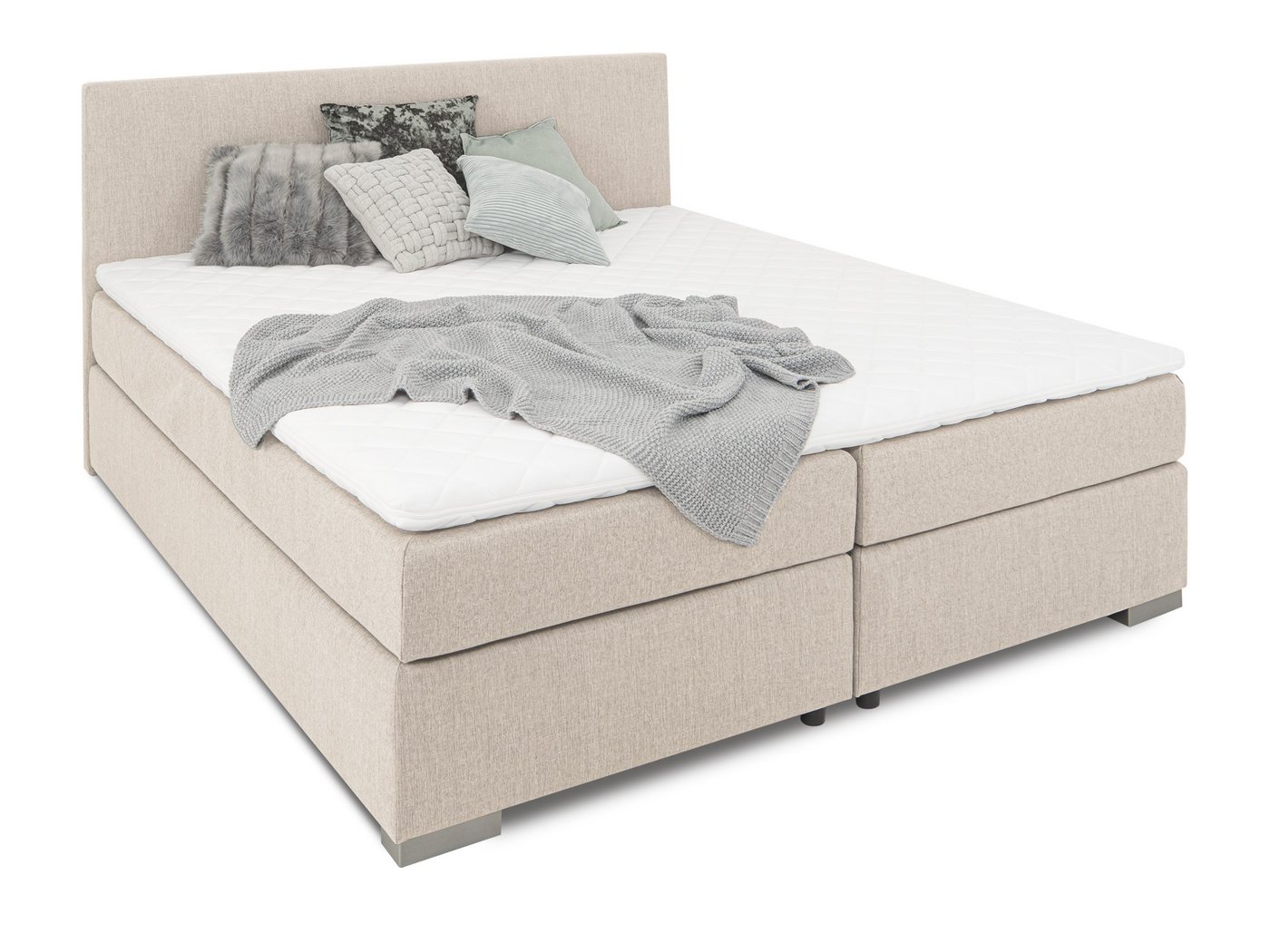 wonello Boxspringbett Arezzo, inkl. 5 cm Komfortschaum-Topper von wonello