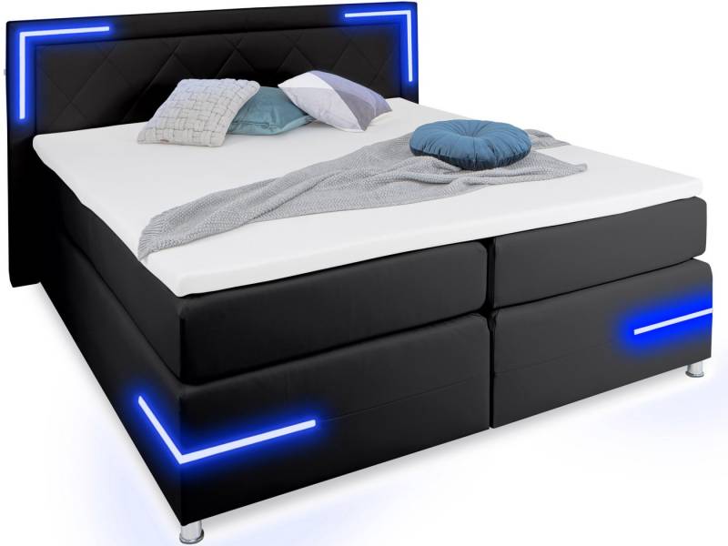 wonello Boxspringbett Arizona, mit LED Beleuchtung und Topper, wahlweise mit Bettkasten wonello Boxspringbett Arizona, mit LED Beleuchtung und Topper, wahlweise mit Bettkasten von wonello