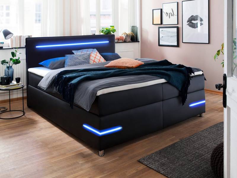 wonello Boxspringbett Daytona, mit LED Beleuchtung und Topper, wahlweise mit Bettkasten wonello Boxspringbett Daytona, mit LED Beleuchtung und Topper, wahlweise mit Bettkasten von wonello