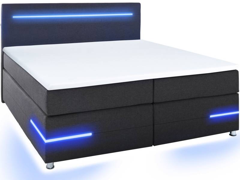 wonello Boxspringbett Daytona, mit LED Beleuchtung und Topper, wahlweise mit Bettkasten wonello Boxspringbett Daytona, mit LED Beleuchtung und Topper, wahlweise mit Bettkasten von wonello