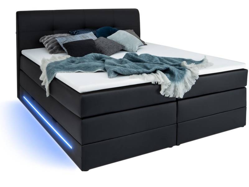 wonello Boxspringbett Denver, mit Bettkasten und LED Beleuchtung, inklusive Topper von wonello