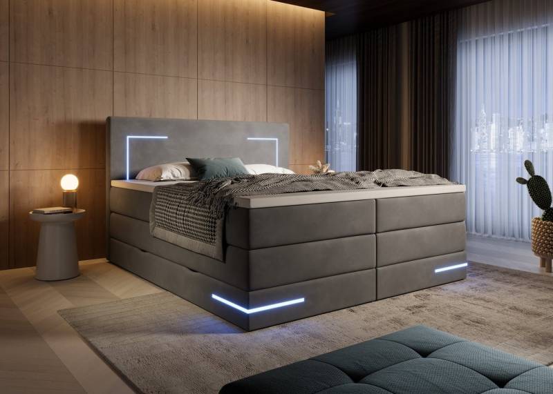 wonello Boxspringbett Detroit 2.0, Samt Bett mit LED Beleuchtung, Bettkasten und Topper wonello Boxspringbett Detroit 2.0, Samt Bett mit LED Beleuchtung, Bettkasten und Topper von wonello