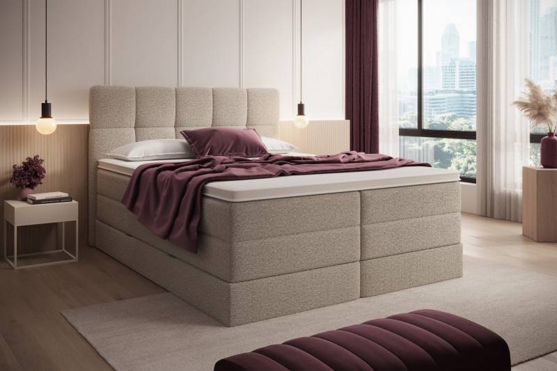 wonello Boxspringbett Madison 1, mit Bettkasten, Taschenfederkern-Matratzen und wonello premium Topper von wonello